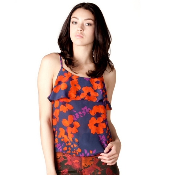 MM Couture top NWT womens Large fall floral keyhole tank - Picture 2 of 7